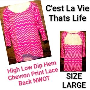 C' Est La Vie Top Size L High Low Crochet Back New